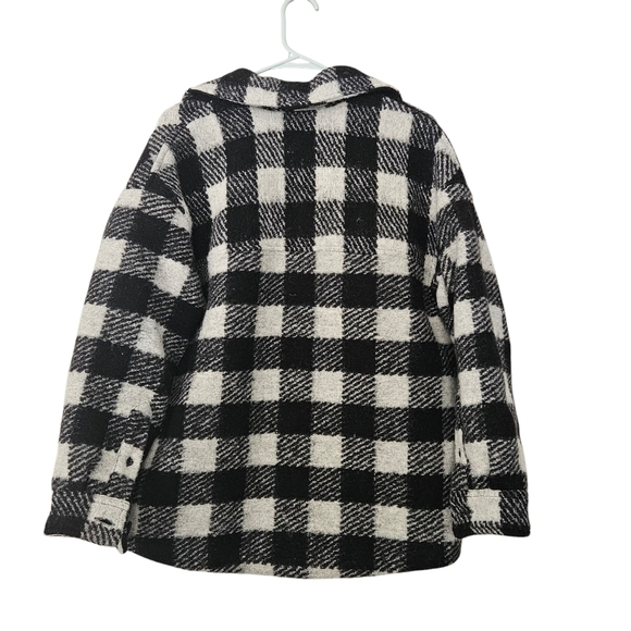Allsaints Women Fenix Wool Blend Check Jacket Size US 2 In Black White Oversized - Picture 3 of 11